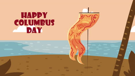 happy columbus day lettering animation