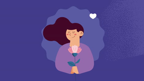 young woman with flower character animation