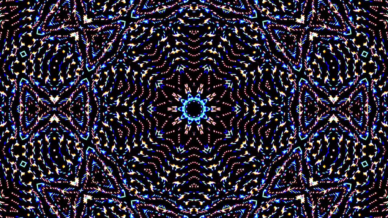 colorful lines glowing waves flower shape background kaleidoscope abstract