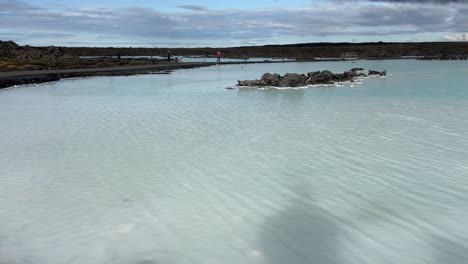 blue turquoise thermal groundwater in blue lagoon of iceland