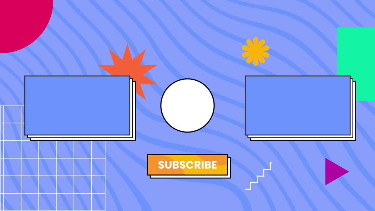 Schermata Finale di YouTube Animata e Colorata con Pulsante Iscriviti e Segnaposto