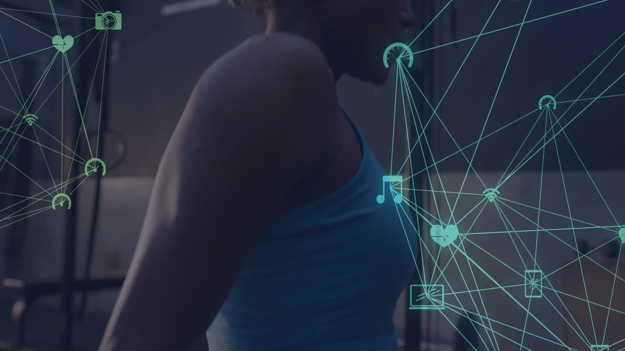 Mid-adult woman gripping platform and doing triceps dips for fitness, teal overlaying right half