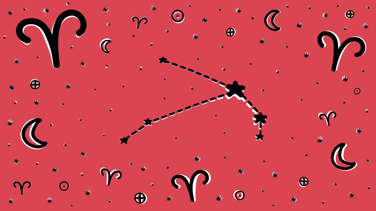 양자리 조디악 기호 기호 및 별자리의 손으로 그린 스톱 모션 애니메이션