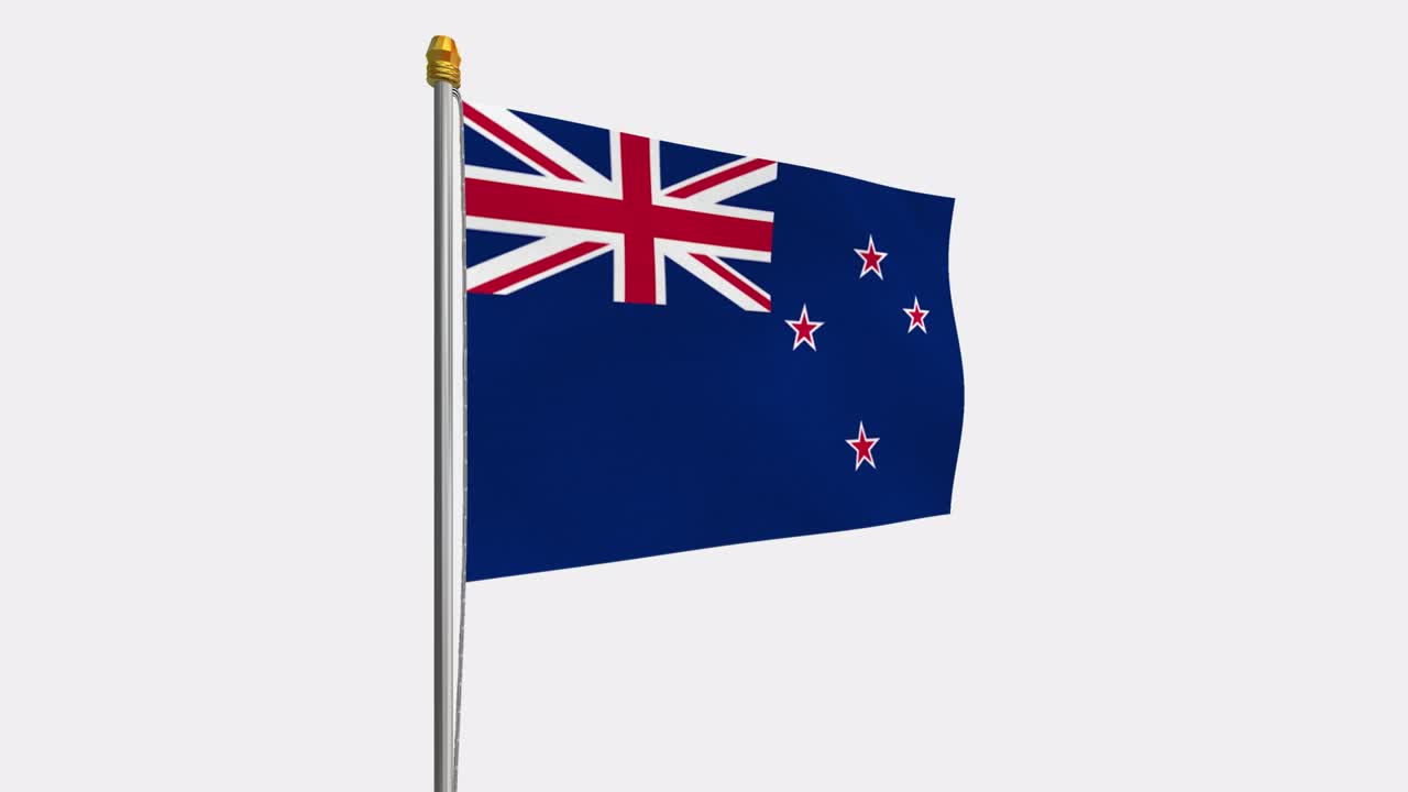 바람에 날아다니는 뉴질랜드 발의 루프 비디오, 4k의 느린 동작 비디오, 알파 채널