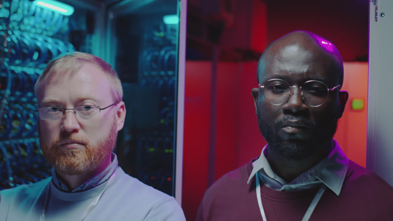 Two IT Professionals Working in a Data Center