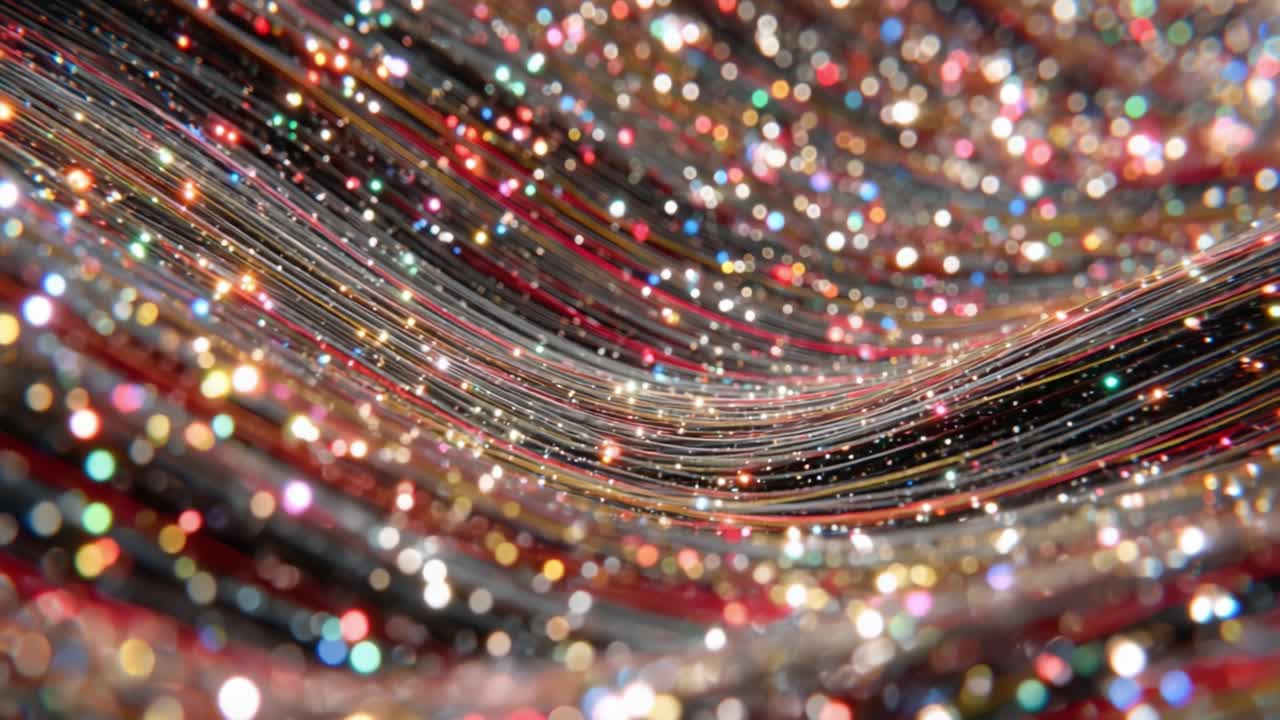 A Captivating Visualization of Light and Color: A Flowing Wave of Multicolored Sparkles and Glimmering Particles That Create a Hypnotic Visual Experience