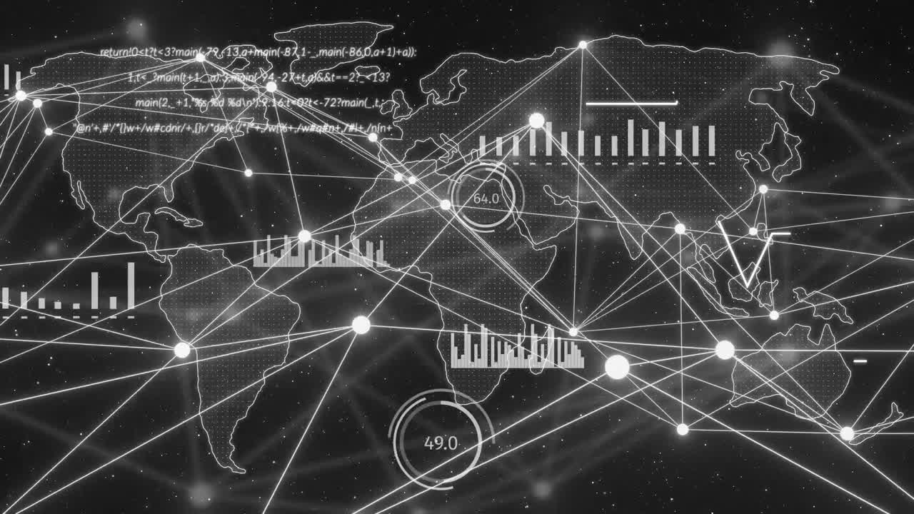통계의 애니메이션, 연결 네트워크와 함께 세계 지도