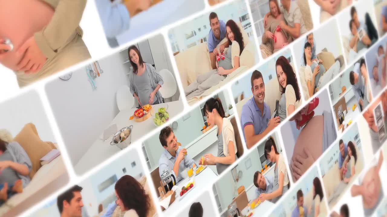 montaje de una pareja compartiendo momentos juntos sobre el embarazo