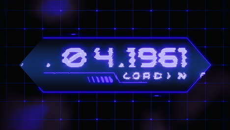 futuristic 12.04.1961 neon sign with blue lights on grid background