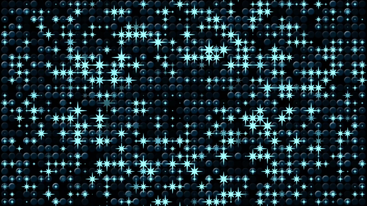 Abstract Background with Glowing Blue Star Patterns on Dark Grid