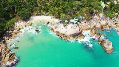 haad thong reng secluded rocky sandy beach and crystal clear turquoise seawater