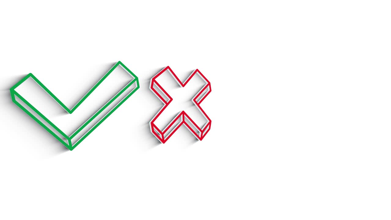 3D Line Icon check for text Animation on white background.