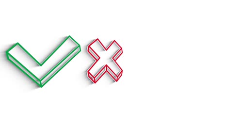 comprobar el icono de línea 3d para la animación de texto en fondo blanco.
