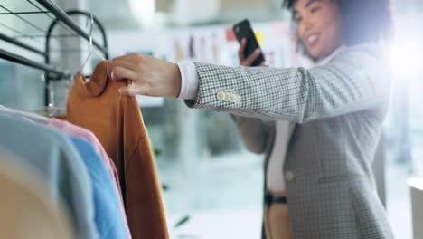 woman, phone and photo with shopping