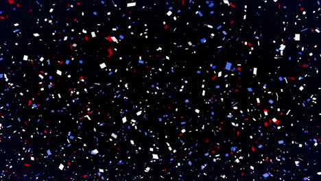 animation of blue and red confetti on black background