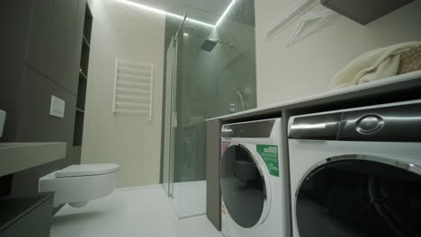 modern combined laundry and bathroom interior