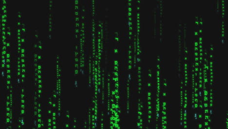 Matrix Digital Rain: Green Code Falling on Black Background