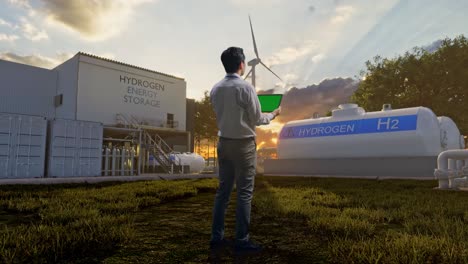 instalación de almacenamiento de energía de hidrógeno con un empresario