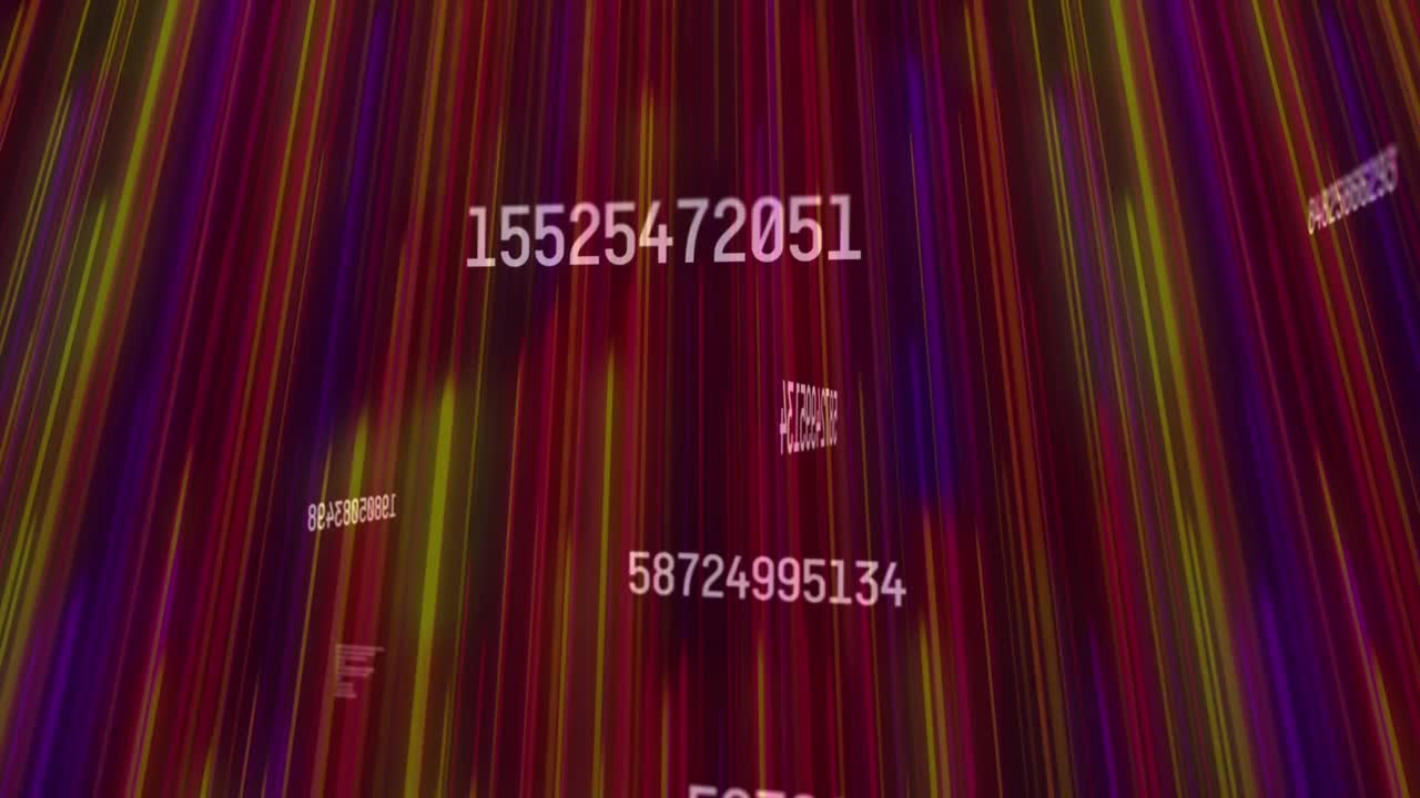 animación de números y iluminación en un fondo multicolor que cambia