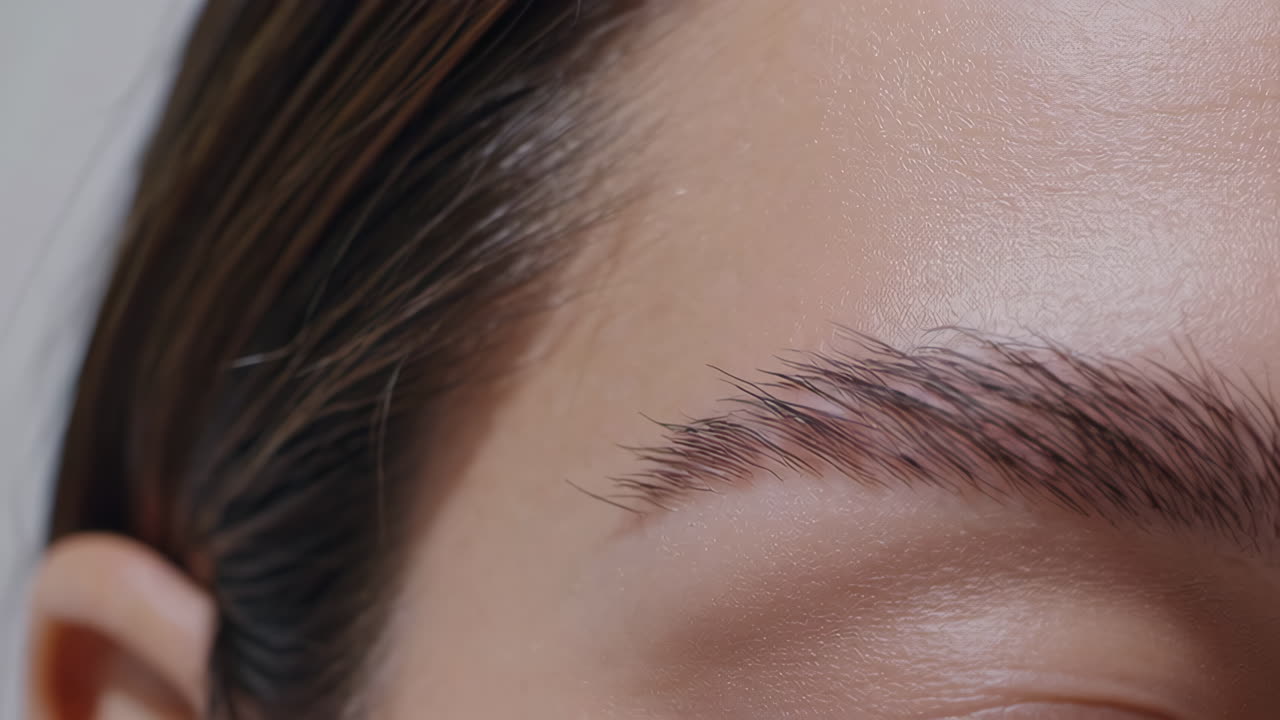 Close-up of a woman's forehead and eyebrow