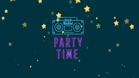 Animation-Von-Party-Time-Text-über-Sternen