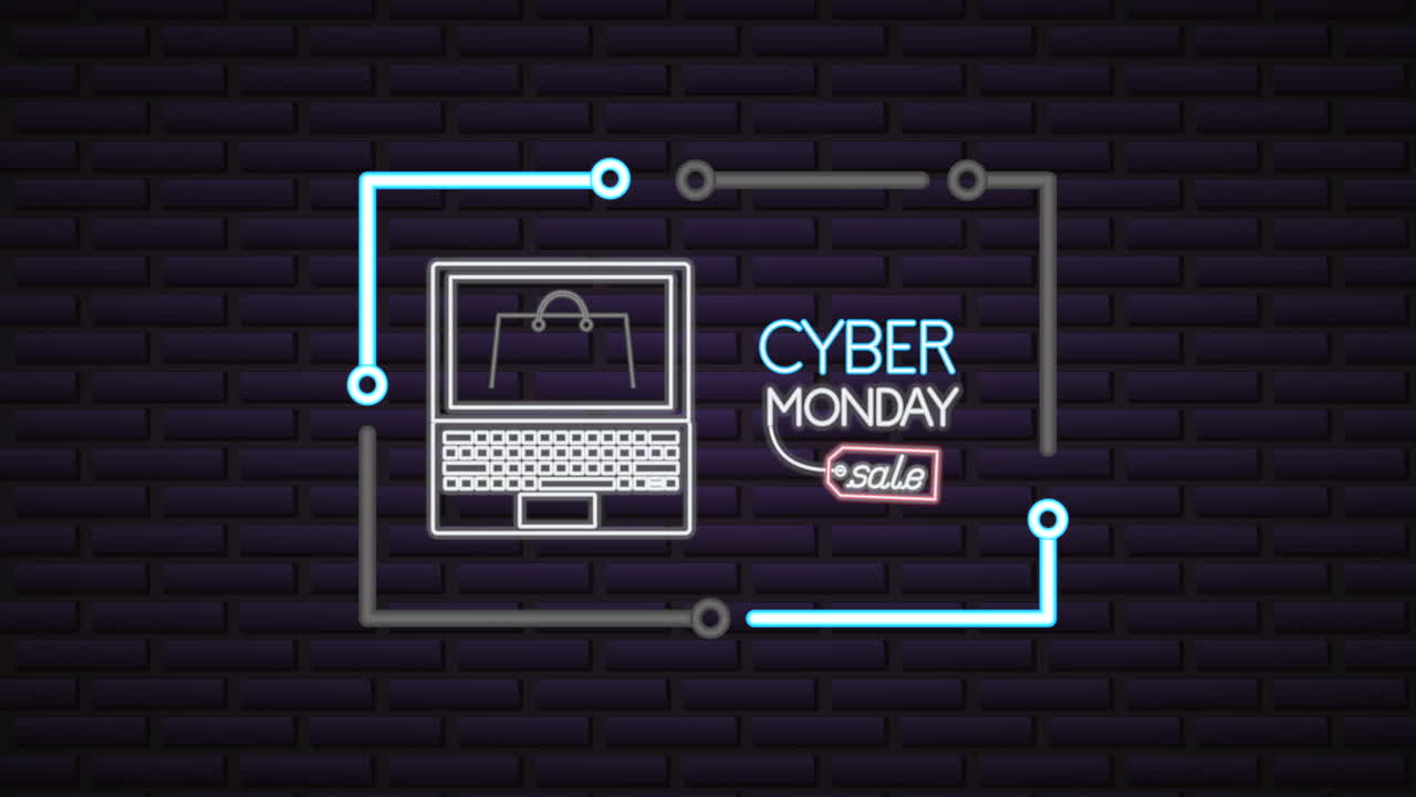 cyber lunes luces de neón animación con portátil