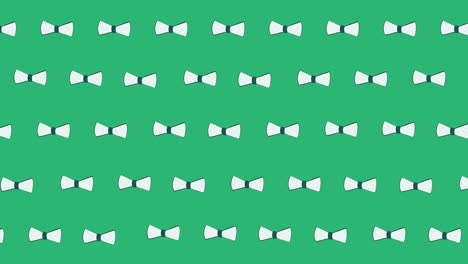 animation of bow ties floating over green background