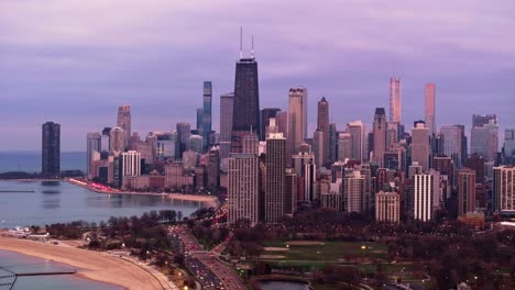 Vista-Aérea-De-La-Hora-Azul-De-Chicago