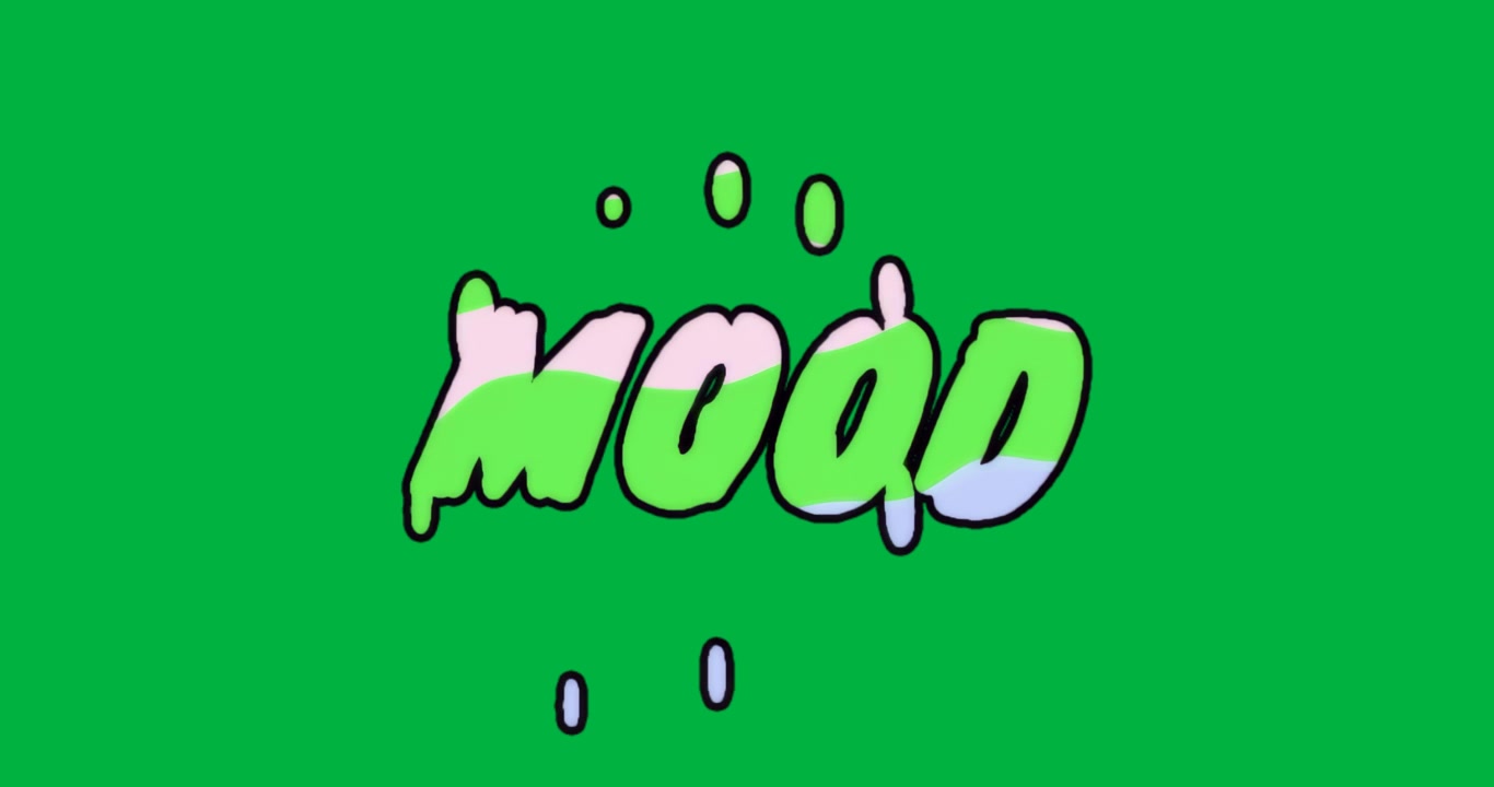 Grafici che creano un banner digitale su sfondo trasparente, mostrando la parola 'MOOD' stilizzata.