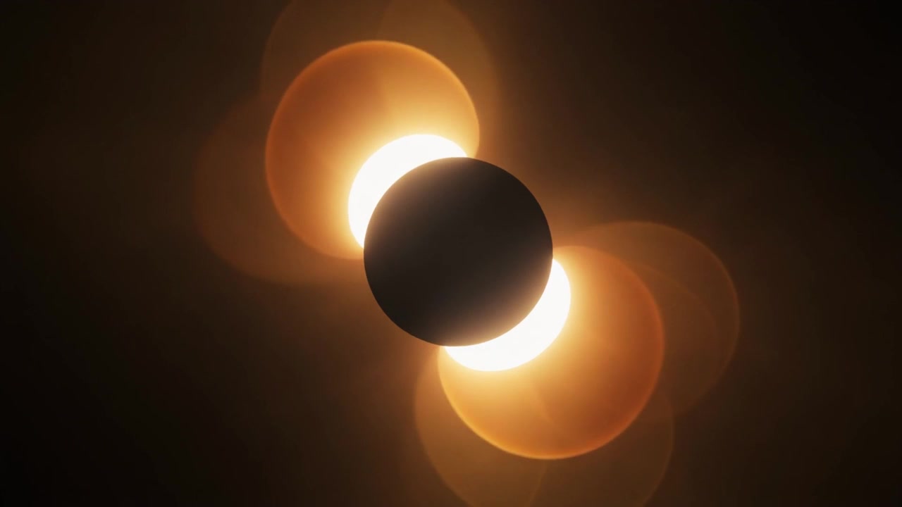 Total Solar Eclipse with Bright Lens Flare Effects