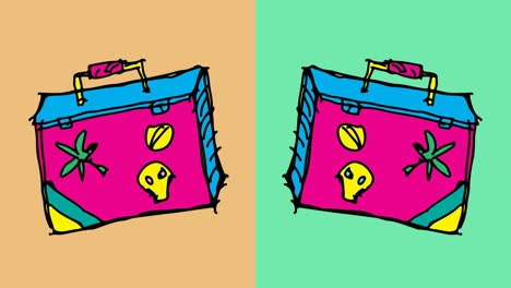 niños dibujando arte pop fondo sin costuras con el tema de la maleta