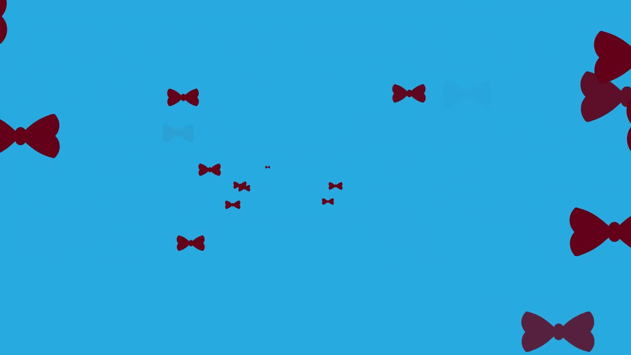 파란색 배경 위에 떠다니는  ⁇ 타이의 애니메이션