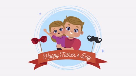 fathers day lettering with blond dad and son