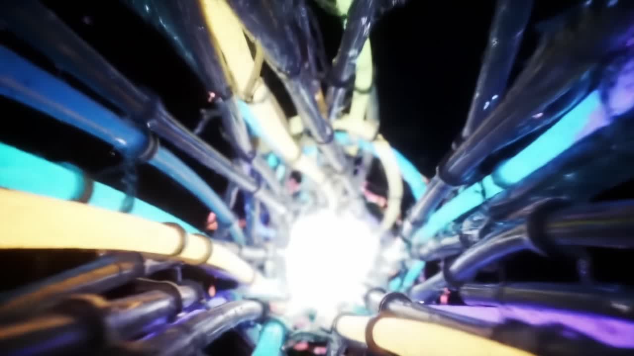 A Dynamic Journey Through a Colorful Underground Tunnel of Light and Energy, Showcasing Vivid Neon Hues and a Captivating Abstract Aesthetic Experience