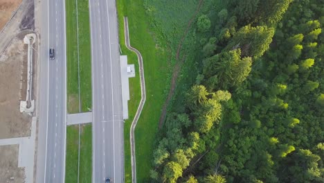 highway and forest aerial view