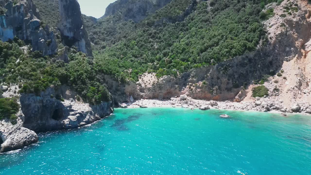Aerial view of Cala Goloritze Beach in Sardinia on sunny day
