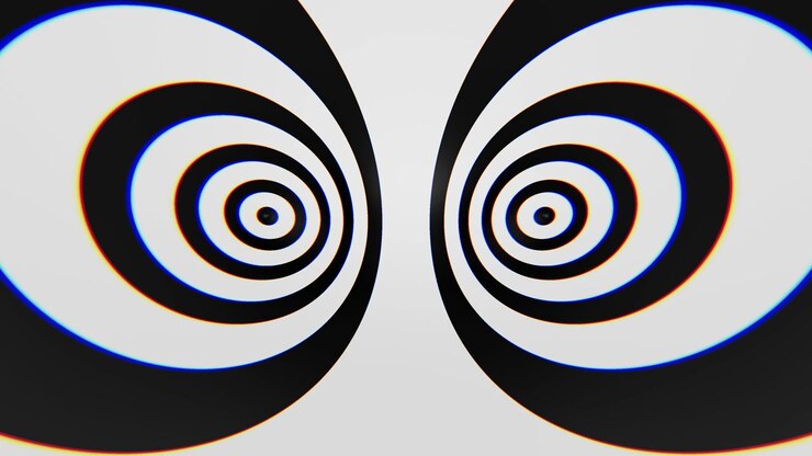 Black and White Hypnotic Spiral Abstract Background with Chromatic Aberration