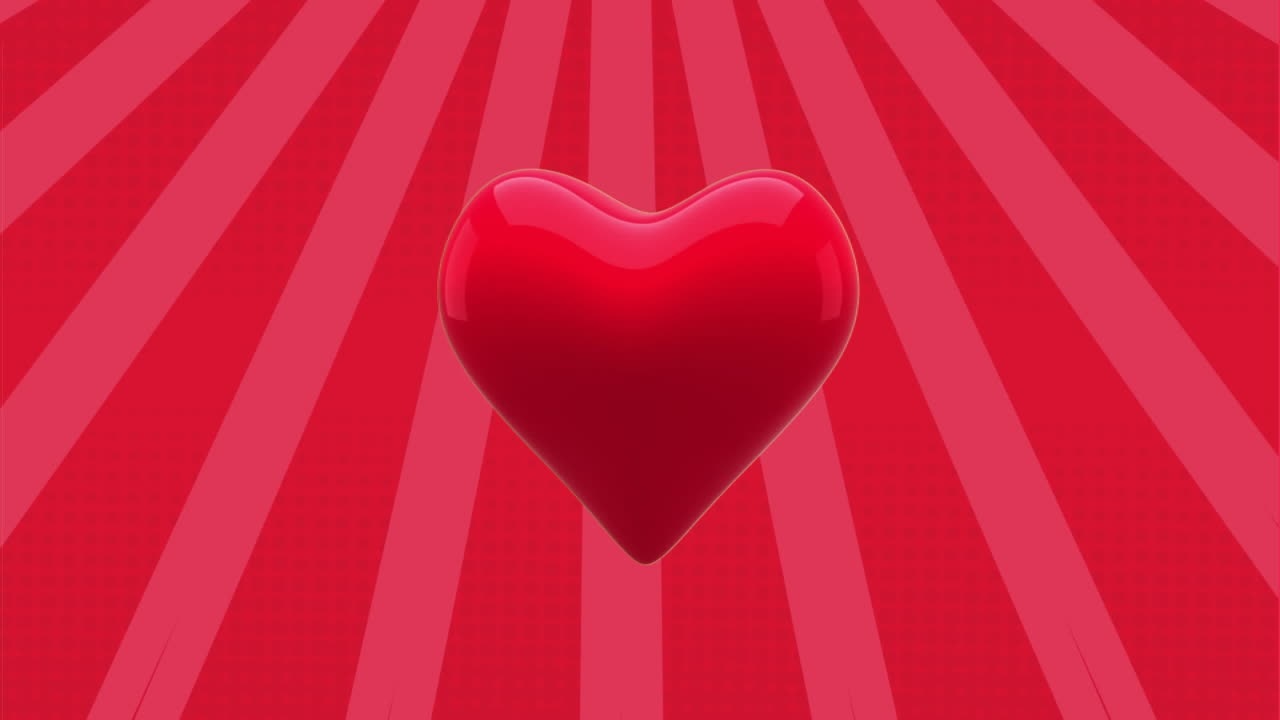 원활한 루프에서 회전하는 빨간 줄무 ⁇ 에 회전하는 심장 박동의 애니메이션