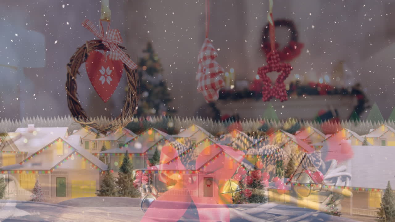 크리스마스 장식 위에 겨울 풍경의 애니메이션