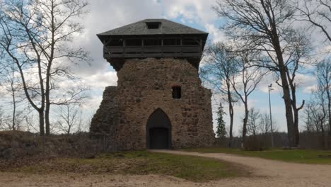 time lapse ruins of sigulda medieval castle, latvia