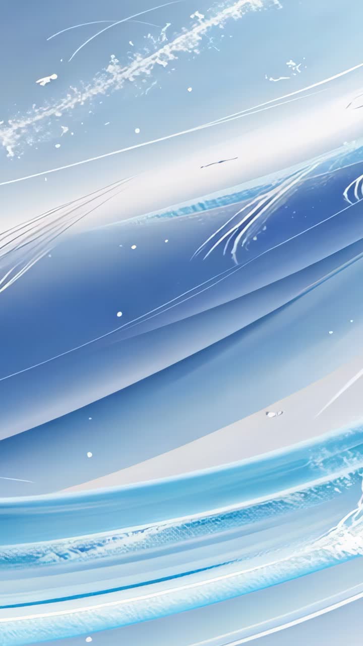 Vertical video: Loop starting abstract ribbons flowing in digital scene, creating fluid motion