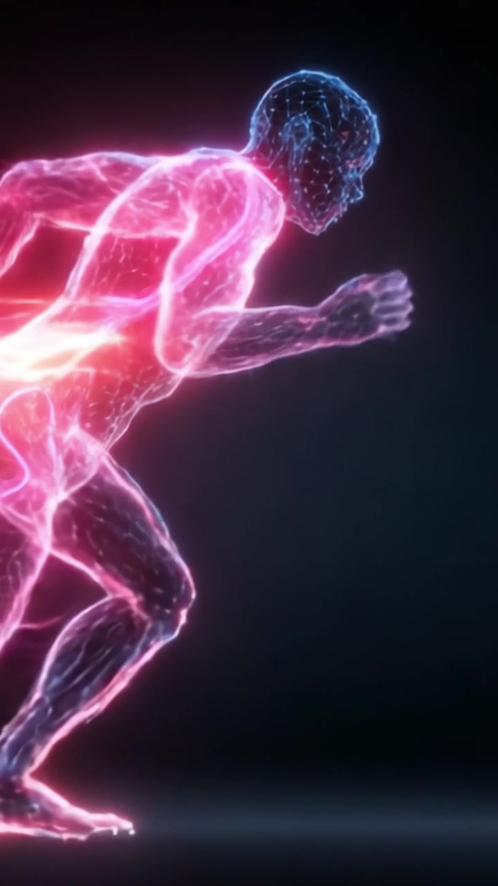 A Stunning Visualization of an Energetic Figure in Motion, Showcasing the Interplay of Light and Color in an Abstract Representation of Speed and Agility.