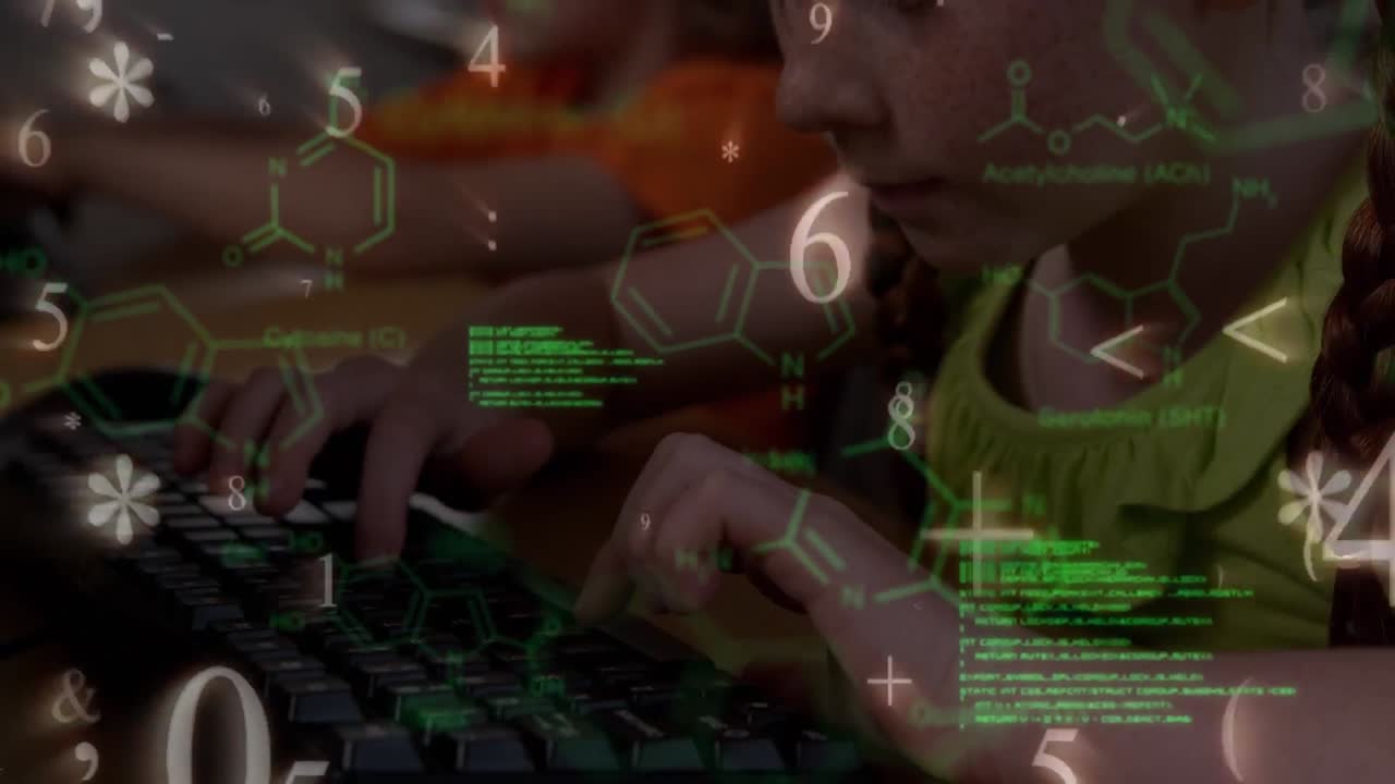 animación del procesamiento de datos sobre el aprendizaje de los escolares caucásicos