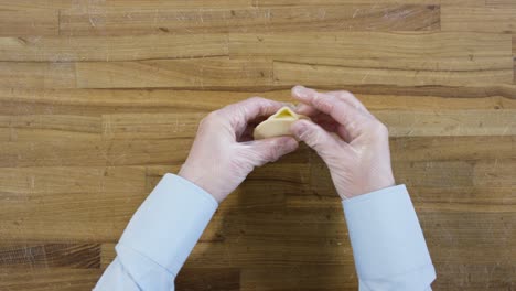 making pastries with dough