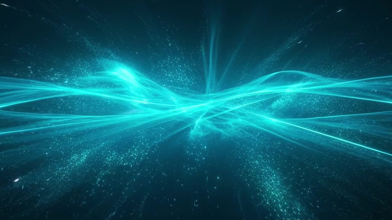 Abstract Blue Light Waves and Particles Colliding in Dark Space