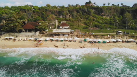 Aerial-travel-shot-of-the-Balangan-Beach-in-Bali,-Indonesia