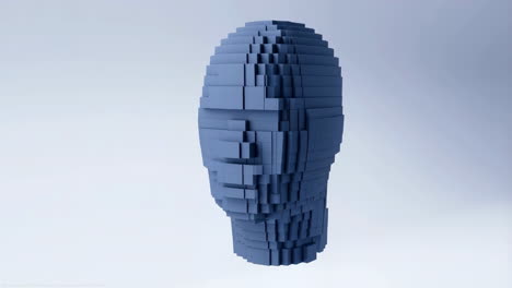 abstract digital human head composed of cubes