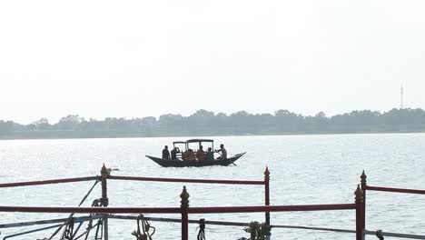 boat man paddling the boat at maithon damn at dhanbad in jharkhand, india on 27 september 2020