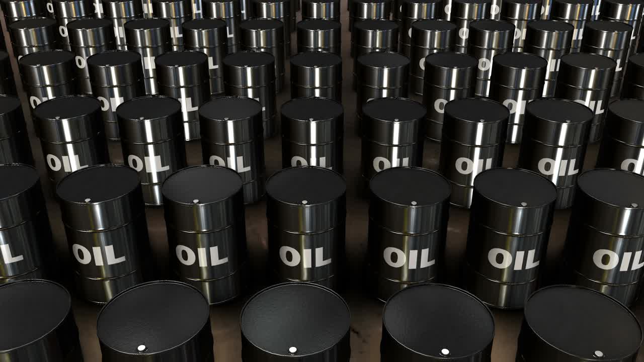 블랙 오일 배럴의 원활한 루프 애니메이션 4k 스 비디오