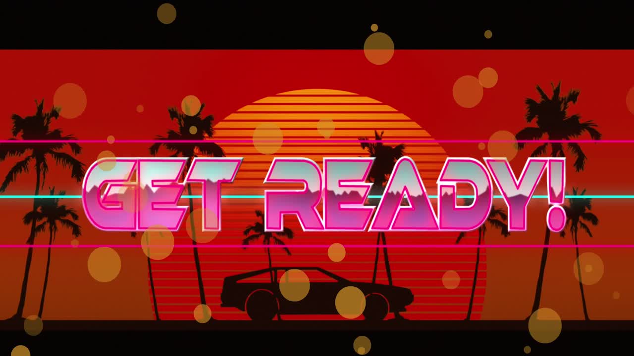 자동차와  ⁇ 나무 위에 준비 텍스트의 애니메이션